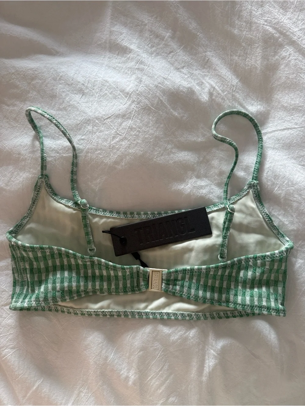 triangl swimwear Green and White Gingham Bikini Top xs